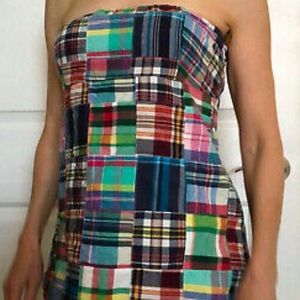J.crew madras strapless tank